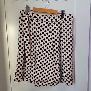 J. Crew 365 Pink and Black Polka Dot Wrap Skirt Size 8